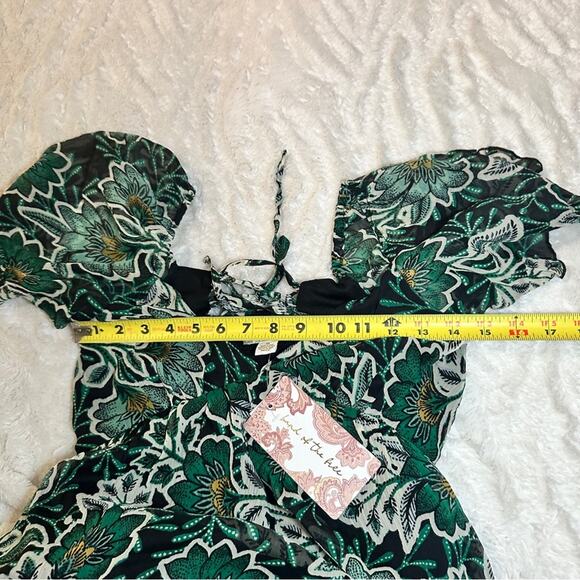 Band Of The Free XS Black Emerald Maisie Emerald Floral Mini Dress Boho Gypsy - Picture 7 of 13